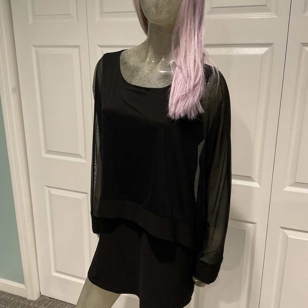 Joseph Ribkoff Black Top / Dress with Sheer Details